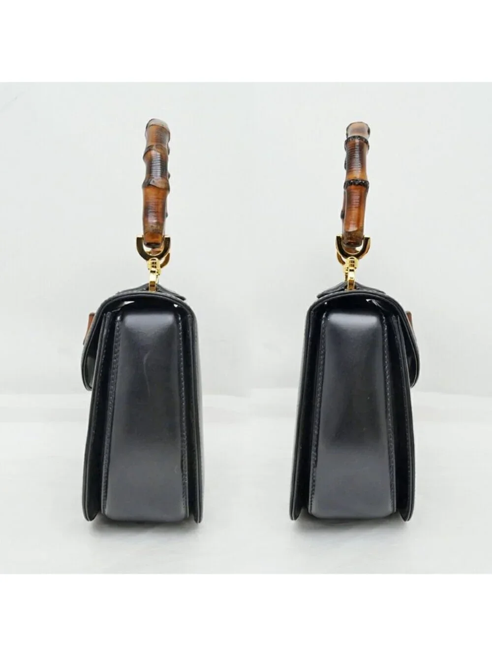 Gucci Bamboo 2-Way Bag Hand Shoulder Calfskin Black